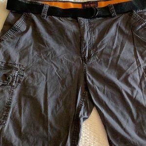 Wear First Men’s Outdoor Adventure Cargo Shorts With Belt Dark Gray/Blue Size 48